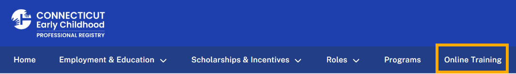Oec Log In OEC Registry top navigation with Online Training tab highlighted